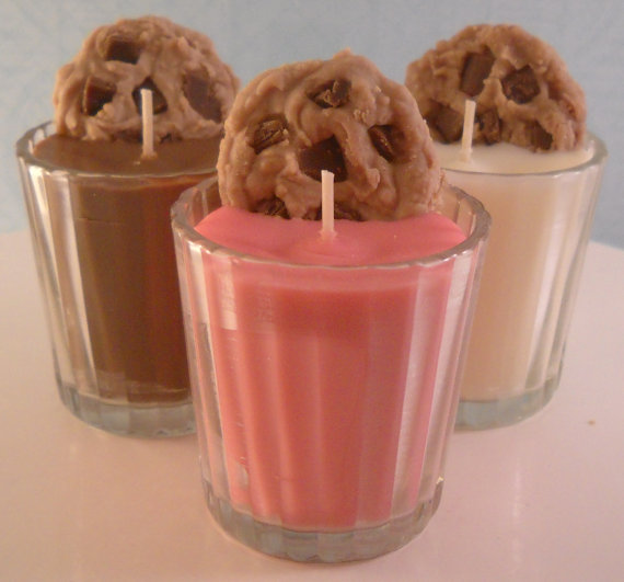 Milk and Cookies Candle Gift Set Strawberry Chocolate and Vanilla Made with Soy Wax