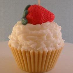 Jumbo Cupcake Candle Strawberry Shortcake Scented Made with Soy Wax