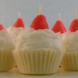 4 Mini Strawberry Shortcake Cupcake Candles, Made with Soy Wax