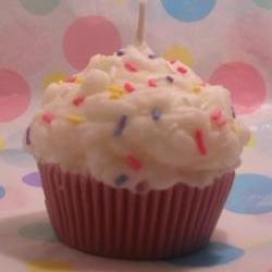 Cupcake Candle With Real Candy Sprinkles Lilac Scented Soy Wax